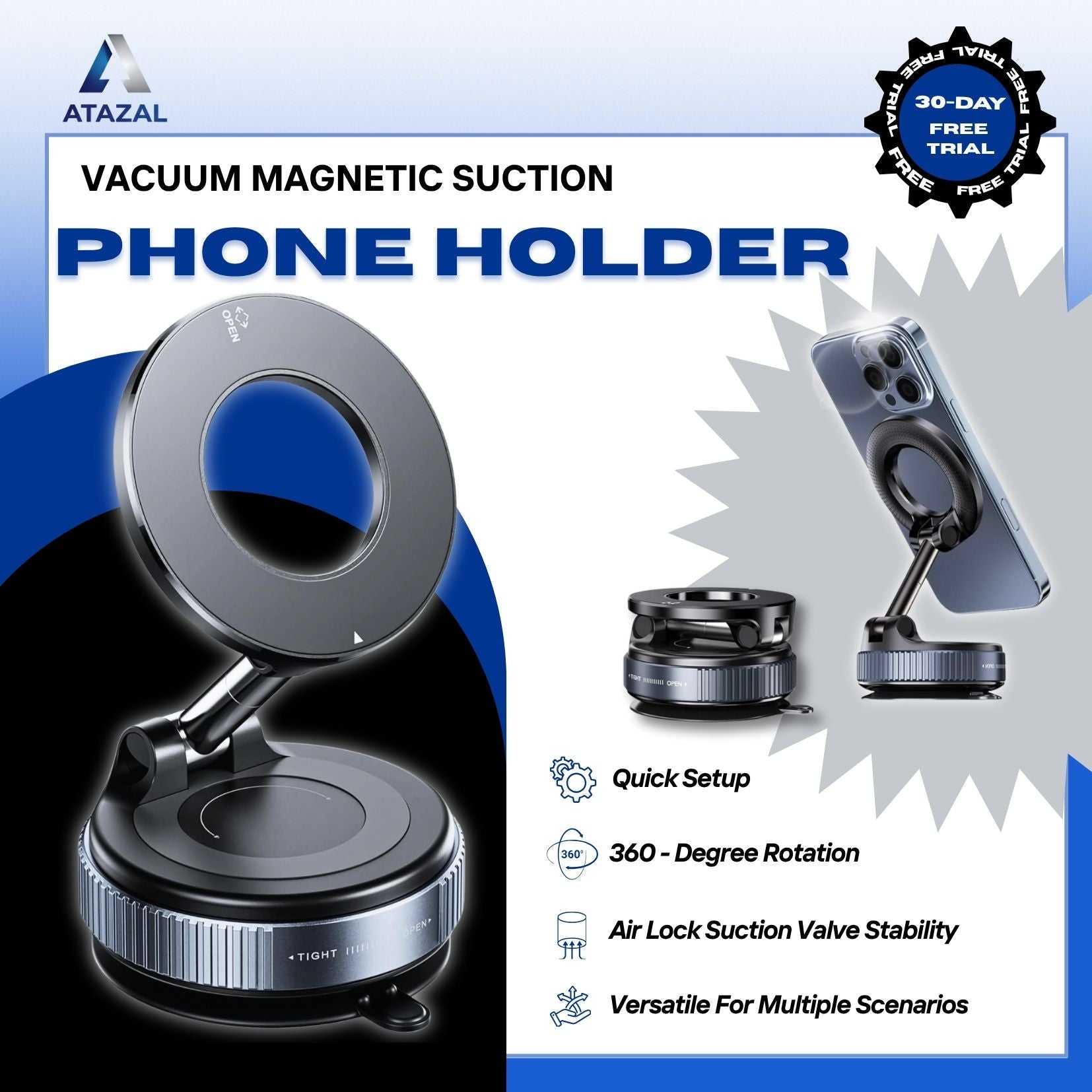 Atazal Gripmaster Pro 360 - Smart Magnetic Phone Holder 2025 Next-Gen Tech