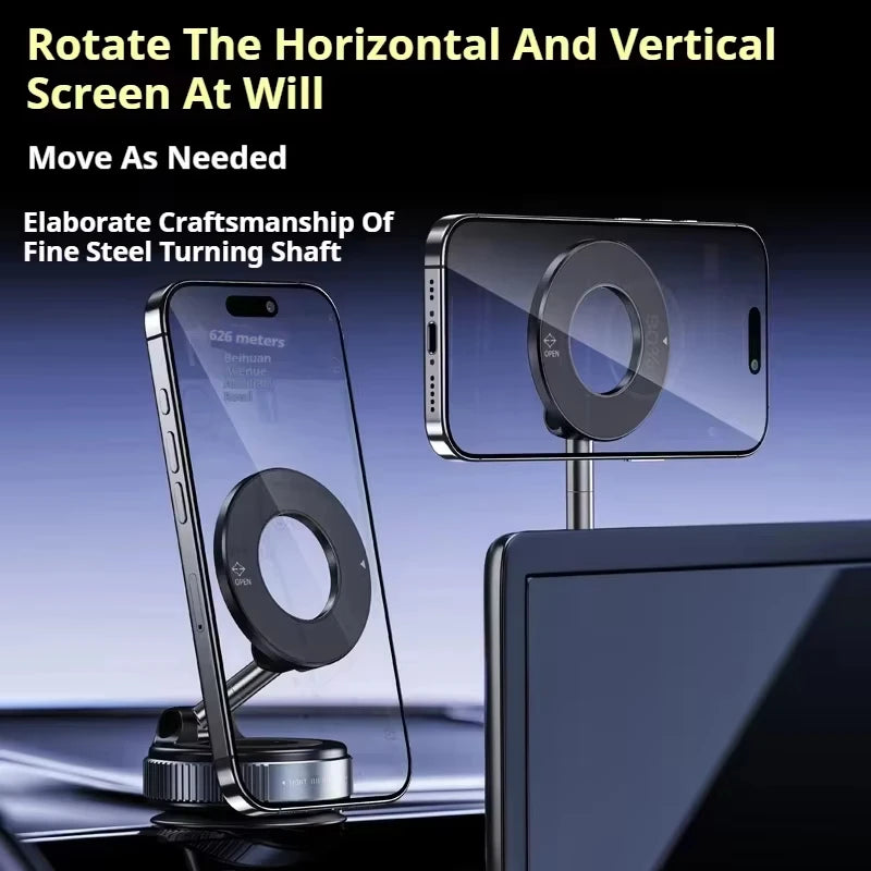 Magsafe Car Phone Holder Suction Cup Vacuum Magnetic Phone Stand 360° rotatable and Foldable Suction Phone Holder